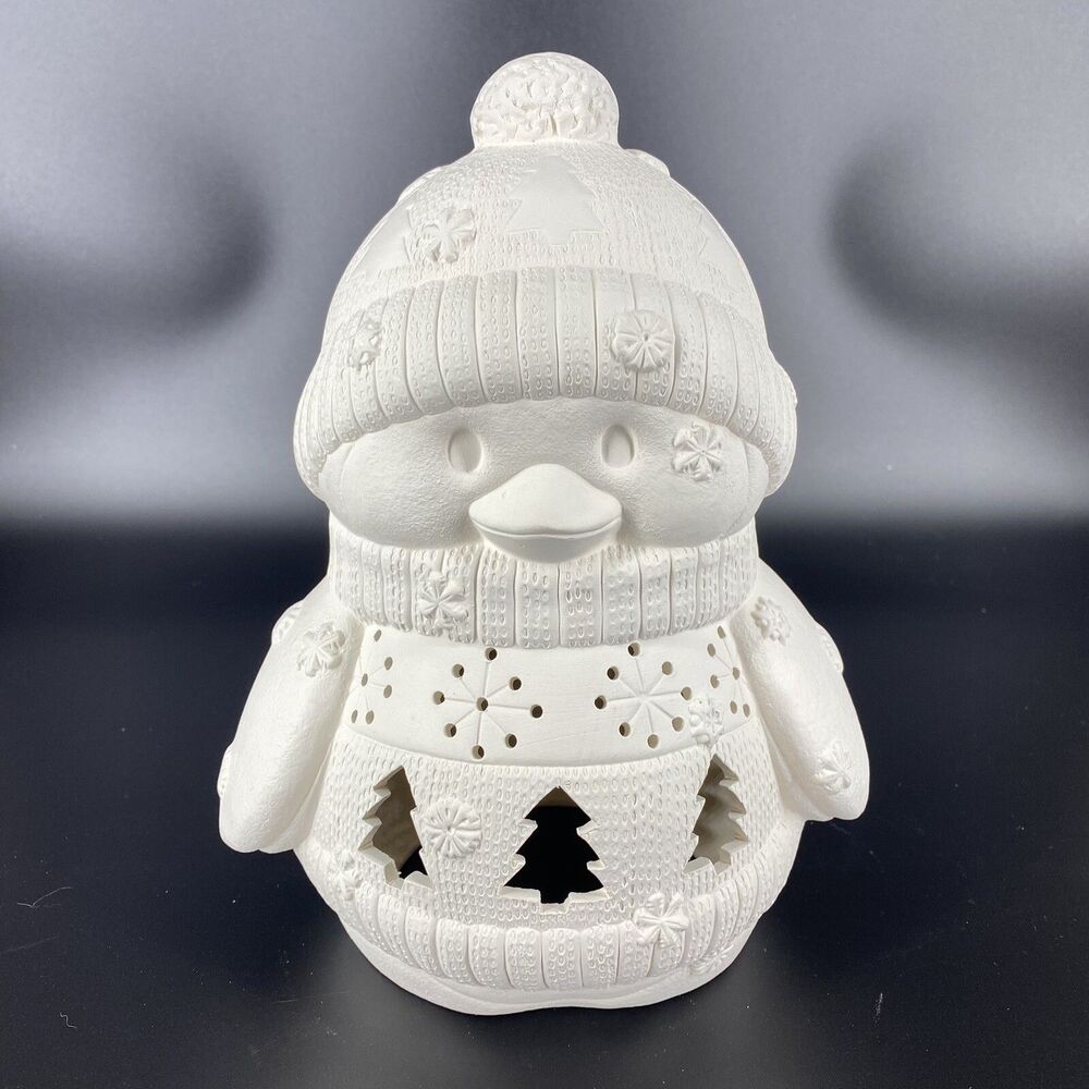 10” Ceramic Bisque Penguin Luminary Ready to Paint Christmas Winter Decor